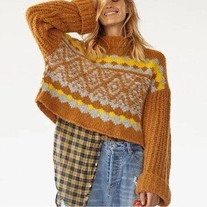 Free People Women’s Medium Alpine Pullover Alpaca Wool Blend Cropped Sweater M